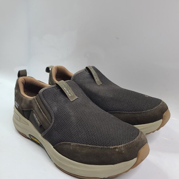Skechers Men\'s Olive Green Go Walk Outdoor 216103 Mesh Leather Casual Slip-On 12